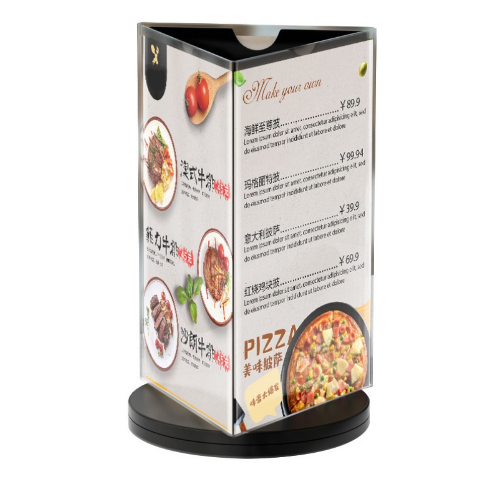Premium 360 Degree Rotating Menu Sign Holder Three Side Smooth swivel ...