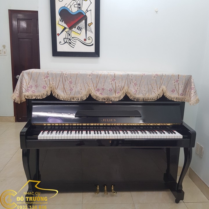 Khăn Phủ đàn Piano mẫu hoa đào kem