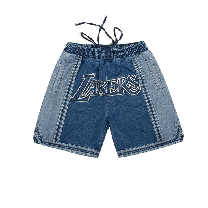 lakers jean shorts