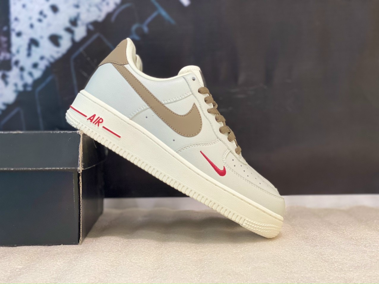 Giày Nike AF1 Low White Brown Gold Chính Hãng [Authentic Full Box Bao Check]
