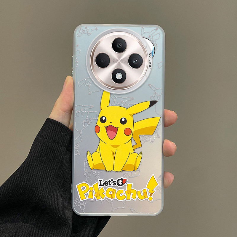 Xiaomi POCO C75 C 75 Anime Pikachu Colored Silver Case Cartoon Cover Hard Back Casing. 