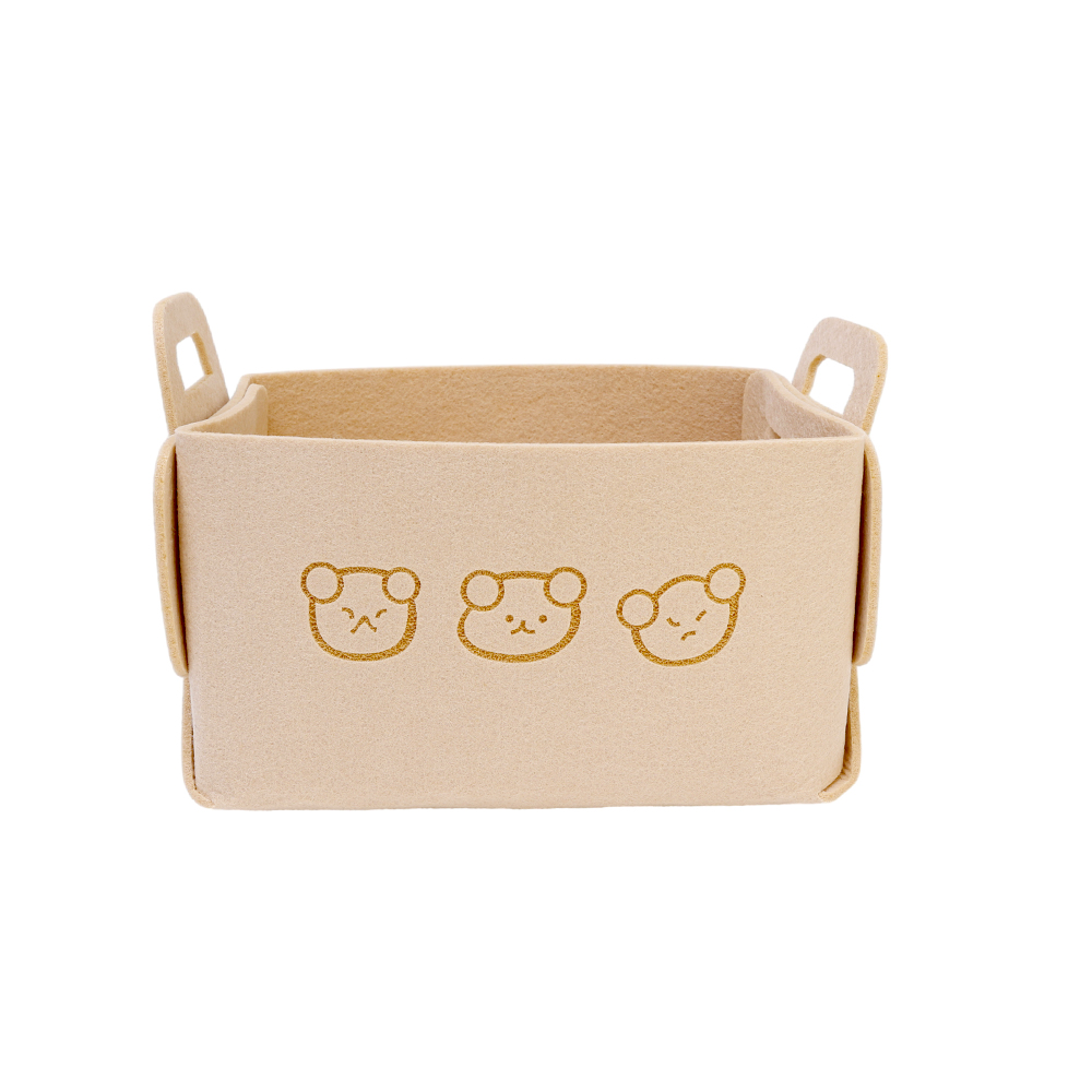 Cute Bear Felt Cloth Foldable Storage Basket Desktop Storage Box Snack Toys Cosmetics Storage Basket