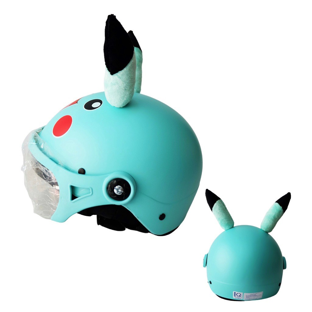 Nón bảo hiểm nửa đầu pikachu có kính, mũ bảo hiểm 1/2 cho bé từ 1 đến 4 tuổi