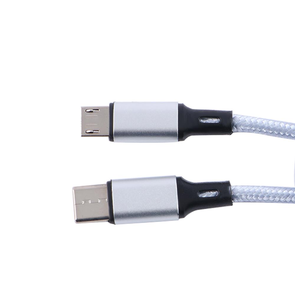 RAFT 1.25m 2 in 1 Type C Cables Charging Wire Micro USB Y Splitter Fast Charge Cable Phone Charge Cord Charger Cable