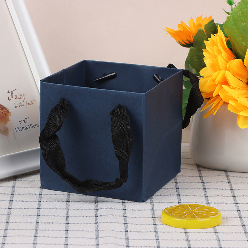 Behoo Square Portable Kraft Paper Bag Flowers Packaging Bag Birthday Wedding Gift Bag