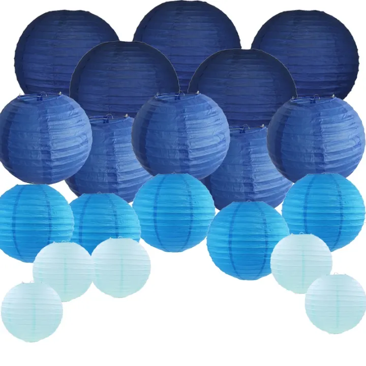 20 Pcs 6 Inch 12 Inch Blue Paper Lanterns Chinese Japanese Assorted Sizes Colors Lampion For Wedding Party Hanging Outdoor Diy Decor Lazada Singapore