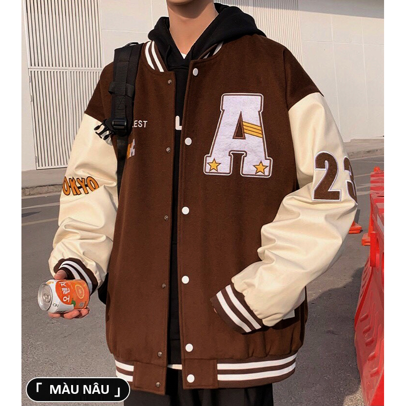 Áo khoác varsity jacket A28 bomber bóng chày basic nam nữ form rộng
