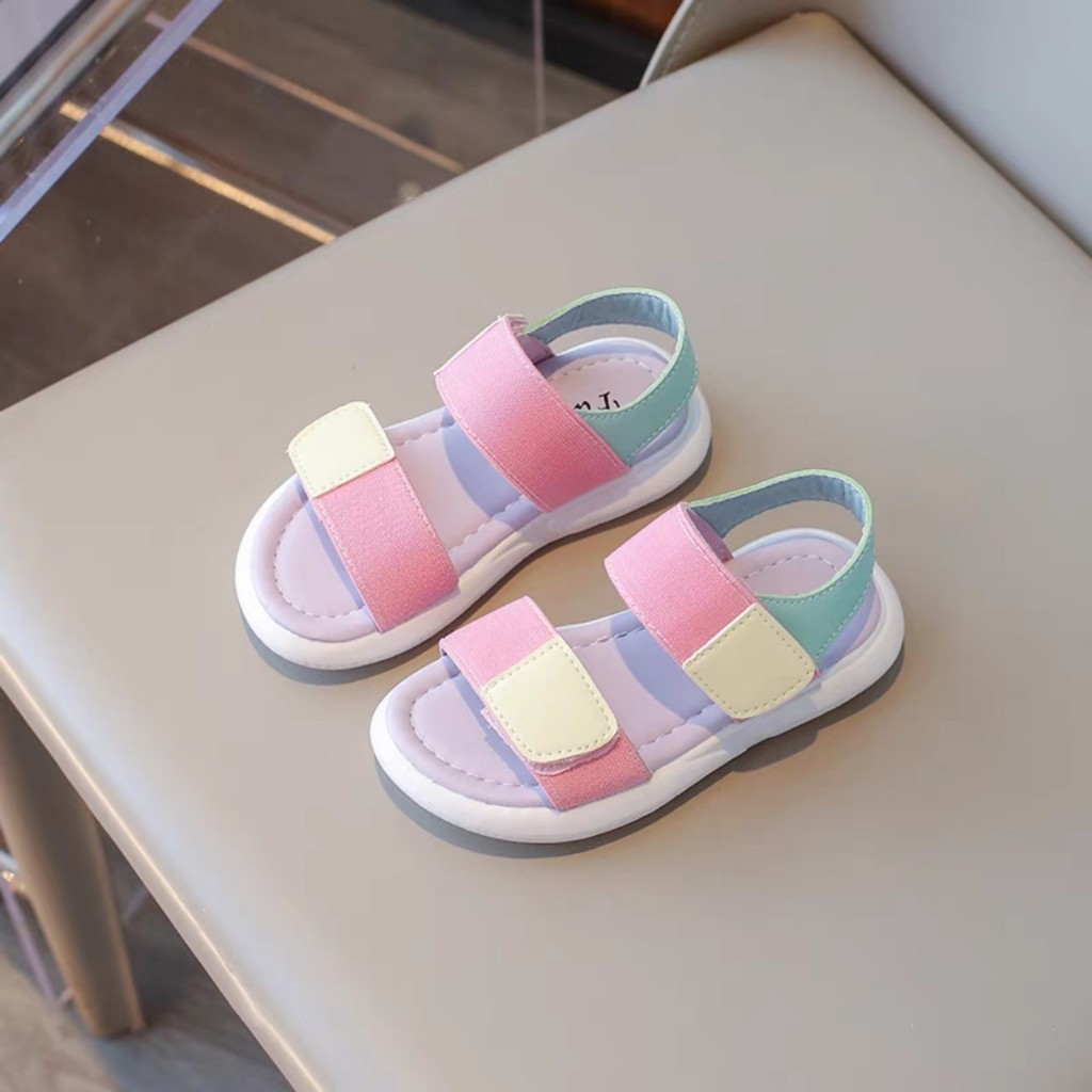 Dép bé gái quai dù màu pastel siêu xinh, Dép sandal bé gái sz 26-37, Dép quai hậu cho bé gái đi học Hàng Quảng Châu Cấp