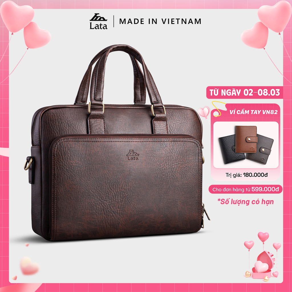 Cặp Công Sở Lata (Thời trang nam basic đựng laptop 13.3 inch - Cặp da CA32)