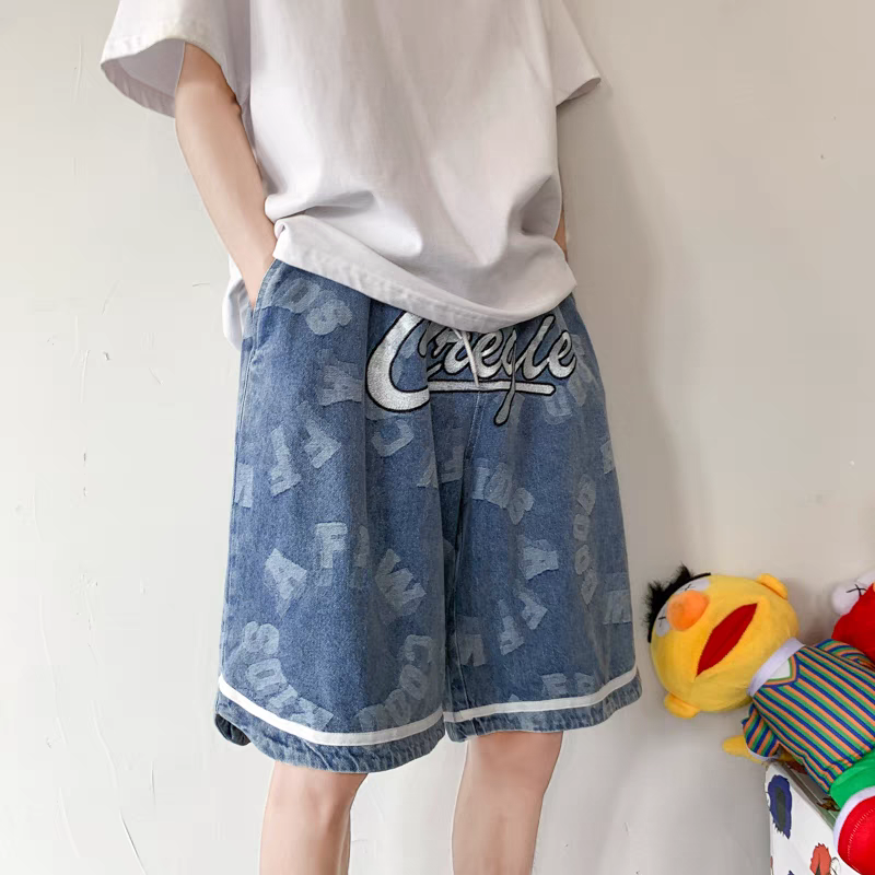 LIVE GREAT | Men's Casual Shorts - Men's Loose Shorts Men's Athletic Cargo Pants Black Blue Lettering Elastic Corset Tether