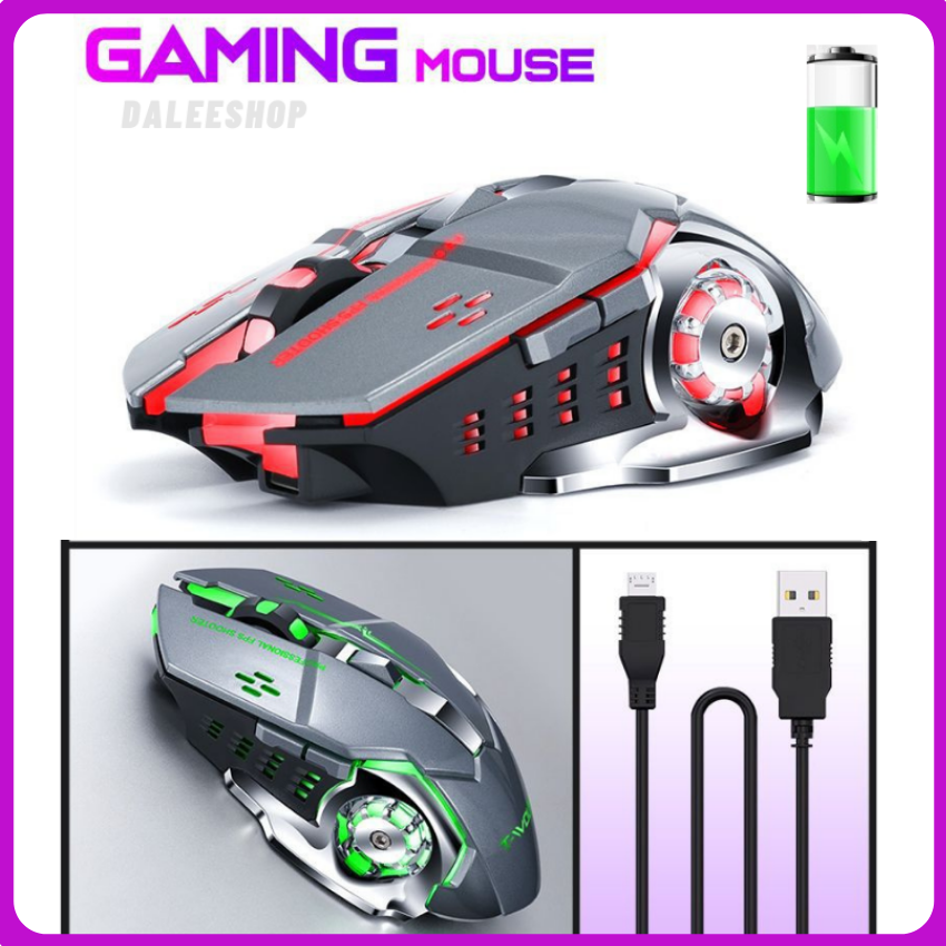 Chuột máy tính bluetooth gaming chuột không dây gaming pin sạc silent không tiếng ồn đèn led 7 màu BH 6 Tháng daleeshop Q13