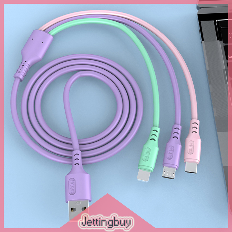 【Jettingbuy】 Flash Sale Fast Charging Apple/ Android /TYPE-C Cable 3 In 1 Charger USB Cable Data Line
