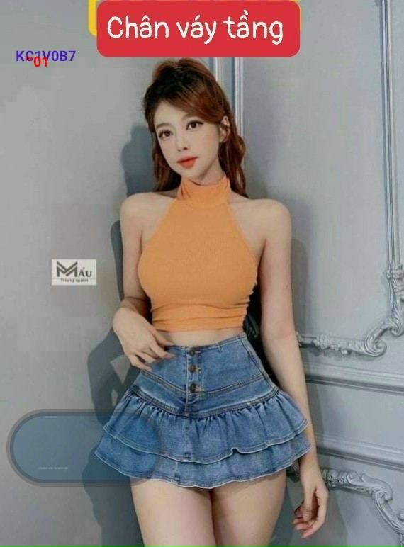 Chân váy Jean 2 tầng, 3 size HOT#58