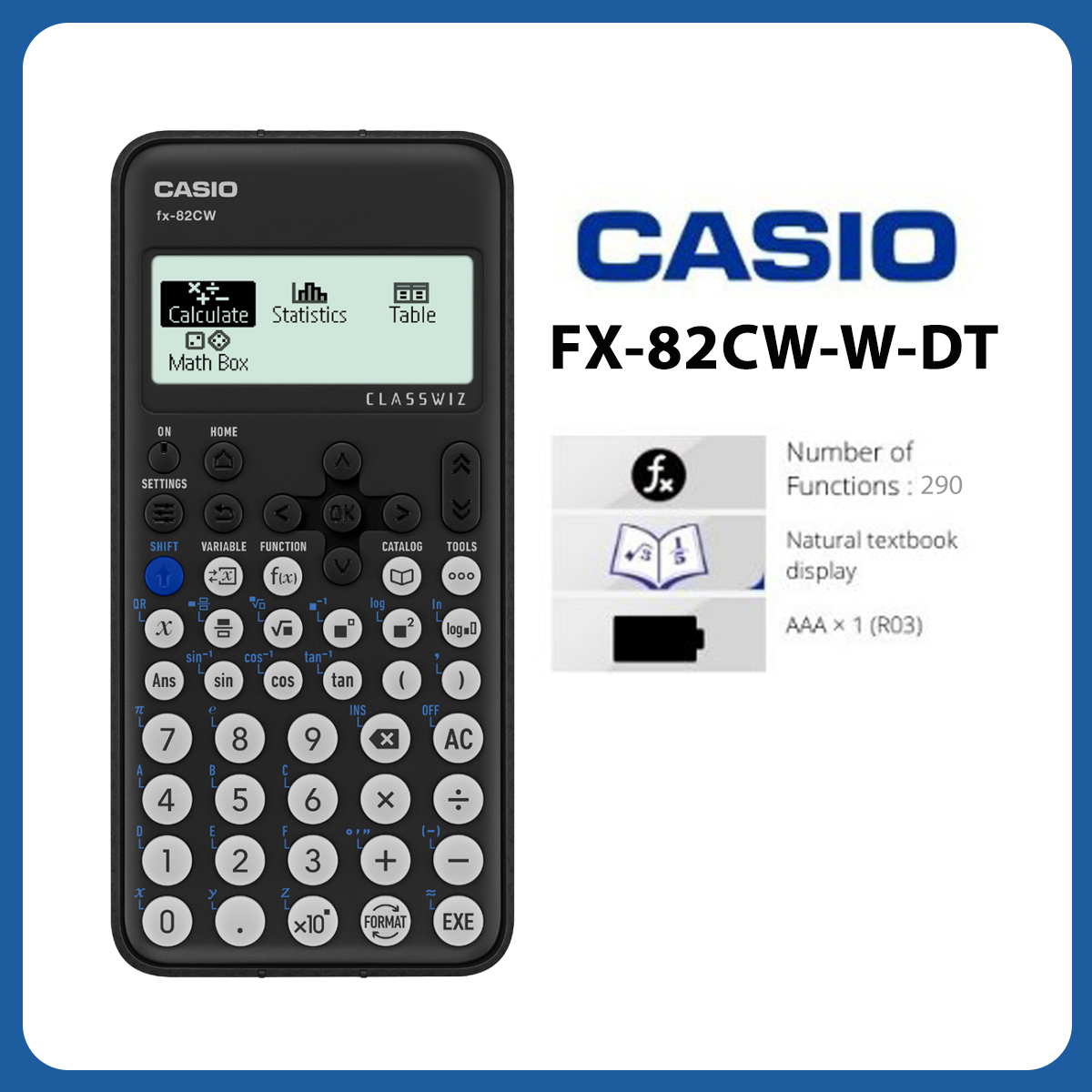 Casio FX-82CW-W-DT ClassWiz Standard Scientific Calculators ️Non  Programmable School Original