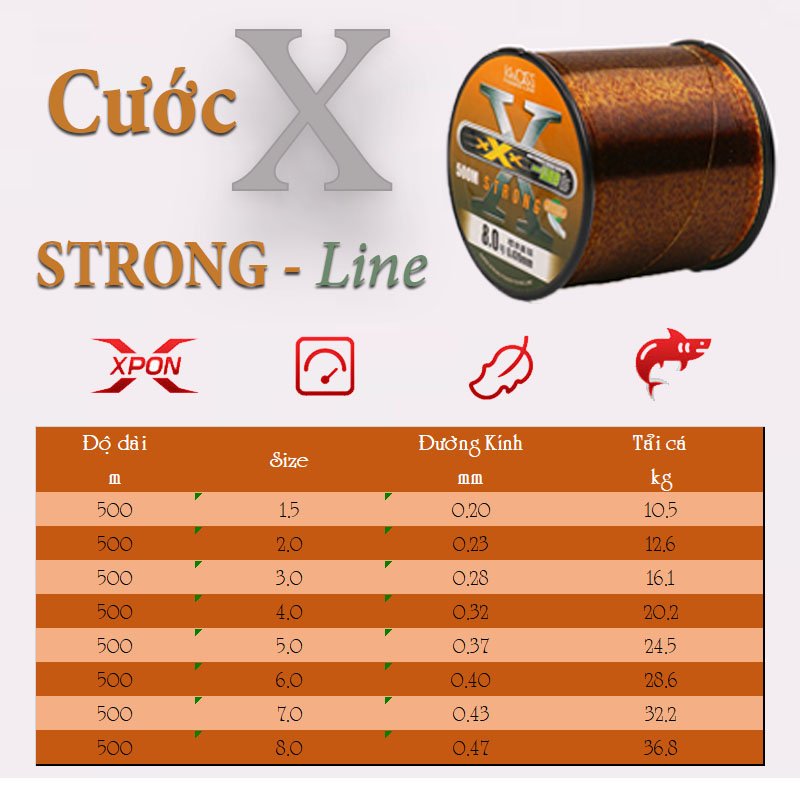 dây cước câu cá X-STRONG 500M