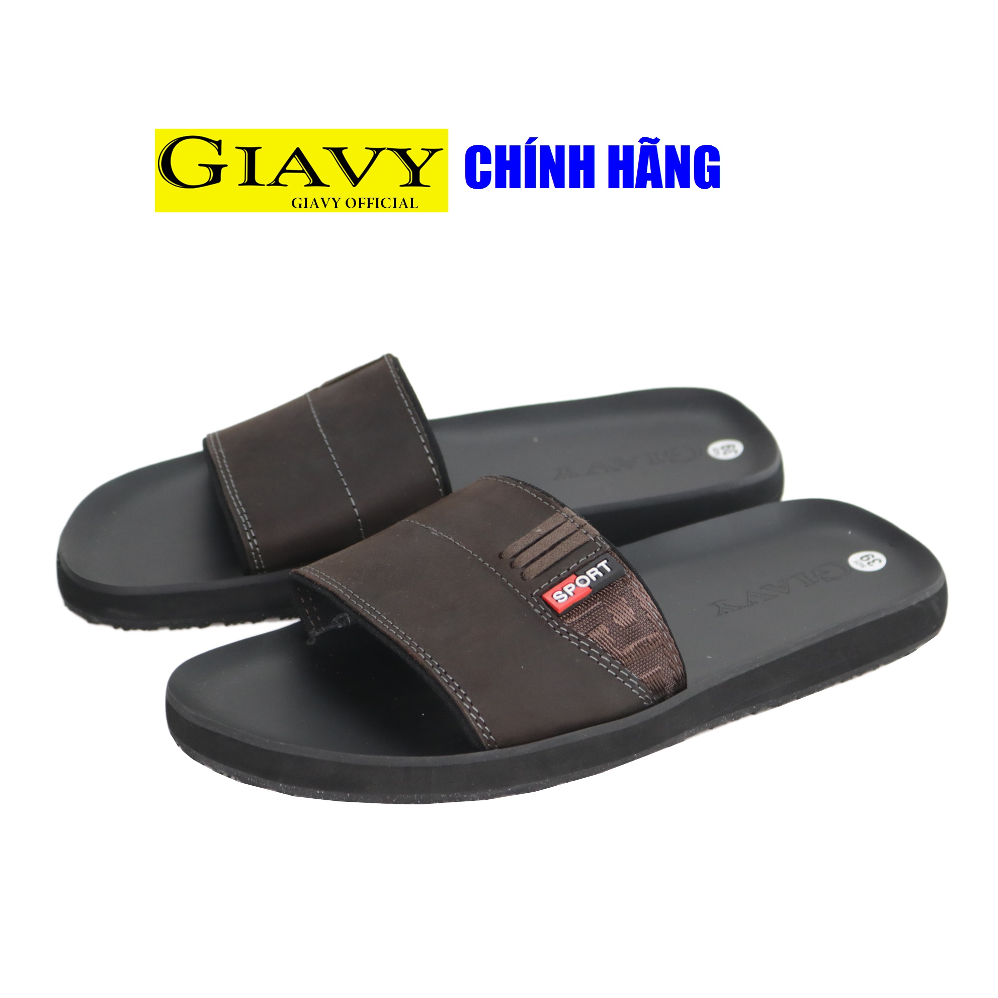 Dép nam quai ngang Gia Vy (Giavy chính hãng TL540 đế cao su ít trơn)