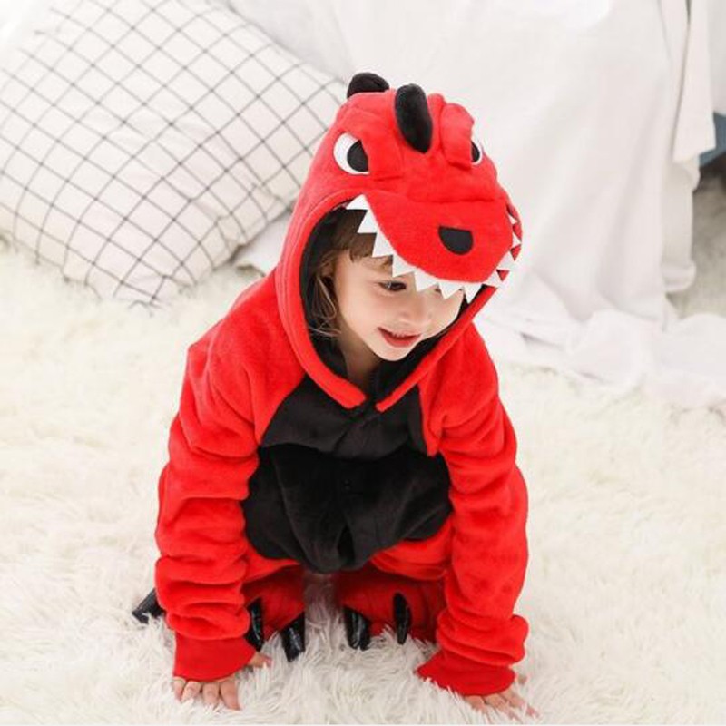 Áo liền quần Mặc Ở Nhà Hình Khủng Long Đỏ