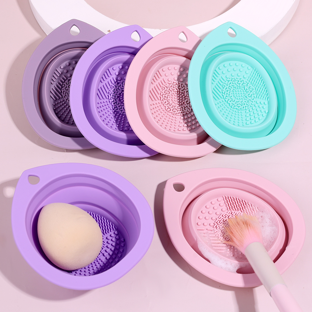 Cọ trang điểm dụng cụ làm sạch giọt nước loại Silicone gấp chậu rửa Cọ đánh phấn mắt rửa đệm mềm