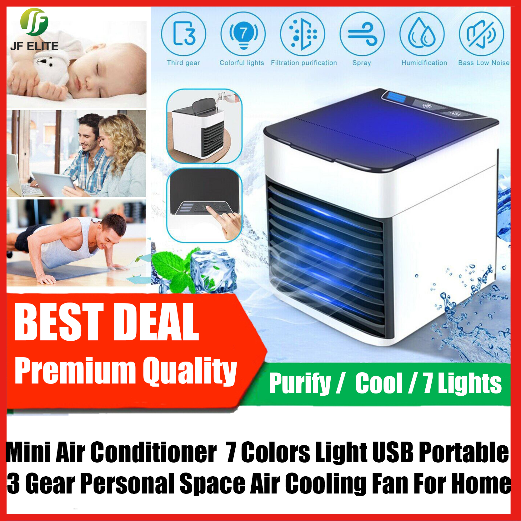 2023 NEW ARRIVAL!!Mini Air Conditioner Air Cooler Fan 7 Colors Light USB  Portable Air Conditioner 3 Gear Personal Space Air Cooling Fan For Home |  Lazada Singapore