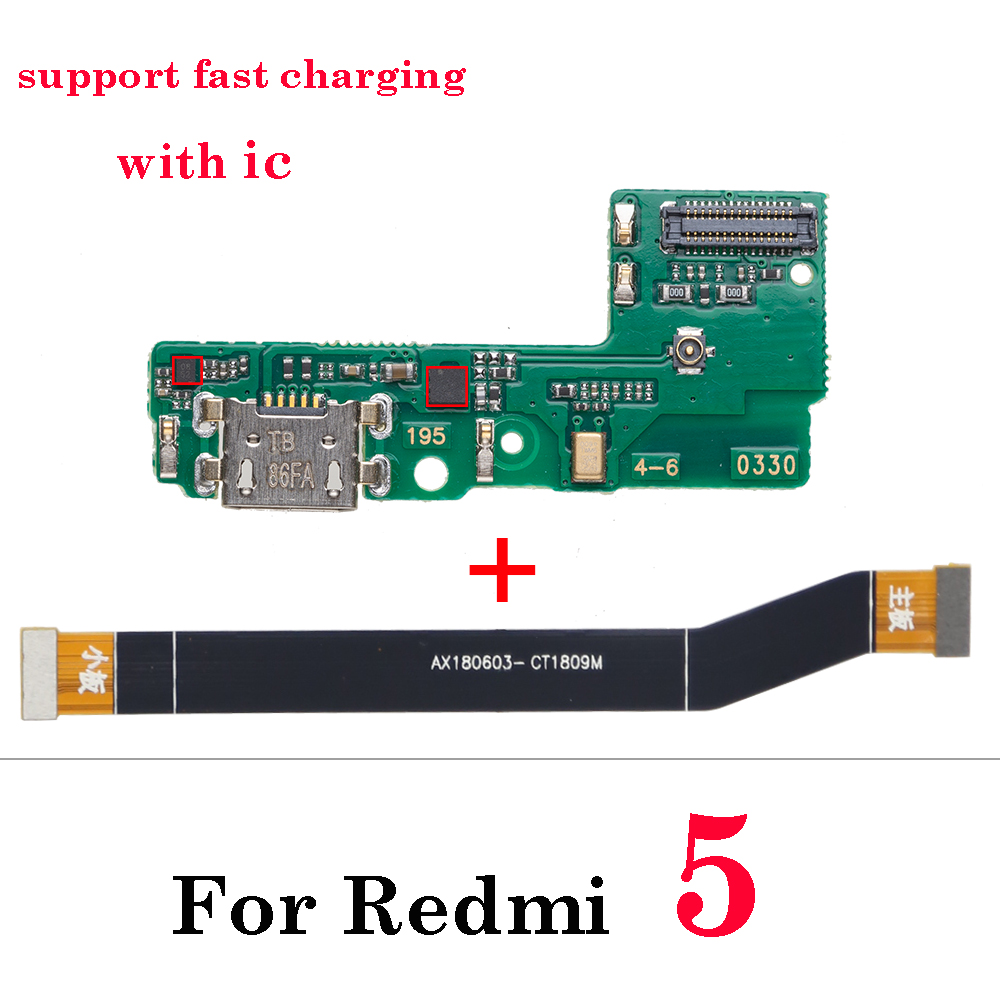 1set High Quality USB Charging Port Charger Board + Mother Mian Board Flex Cable For Xiaomi Redmi 5 5A 5Plus Note 5 Pro. 
