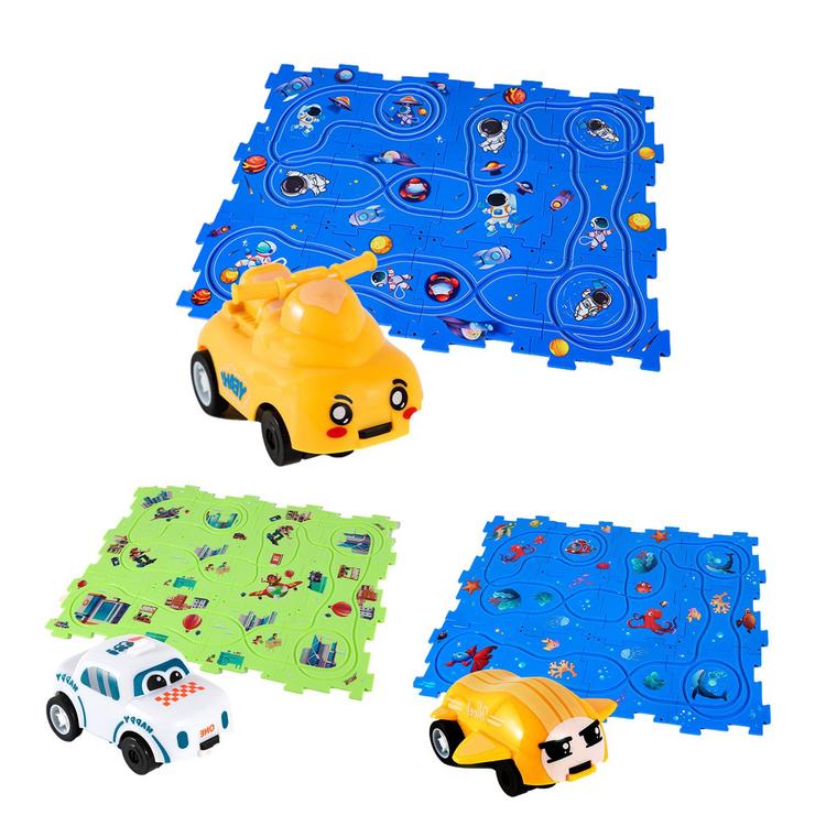 Puzzle car track playset diy assembling rail play set for children battery - ảnh sản phẩm 2