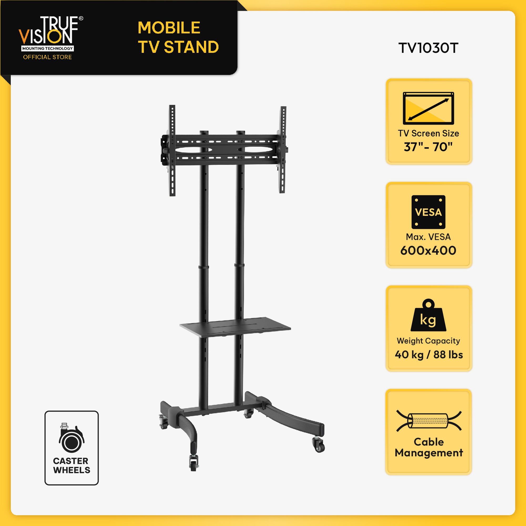 True Vision Mobile TV Stand / Cart for 37-70