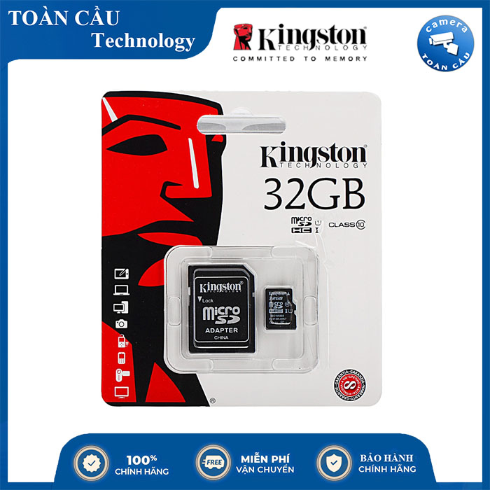 Thẻ nhớ micro sd kingston 32gb class 10 - camera toàn cầu