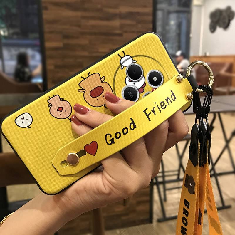 Wristband Shockproof Phone Case For Redmi A4 5G Cute Cartoon Durable Back Cover Anti-dust cell phone cover protective. 