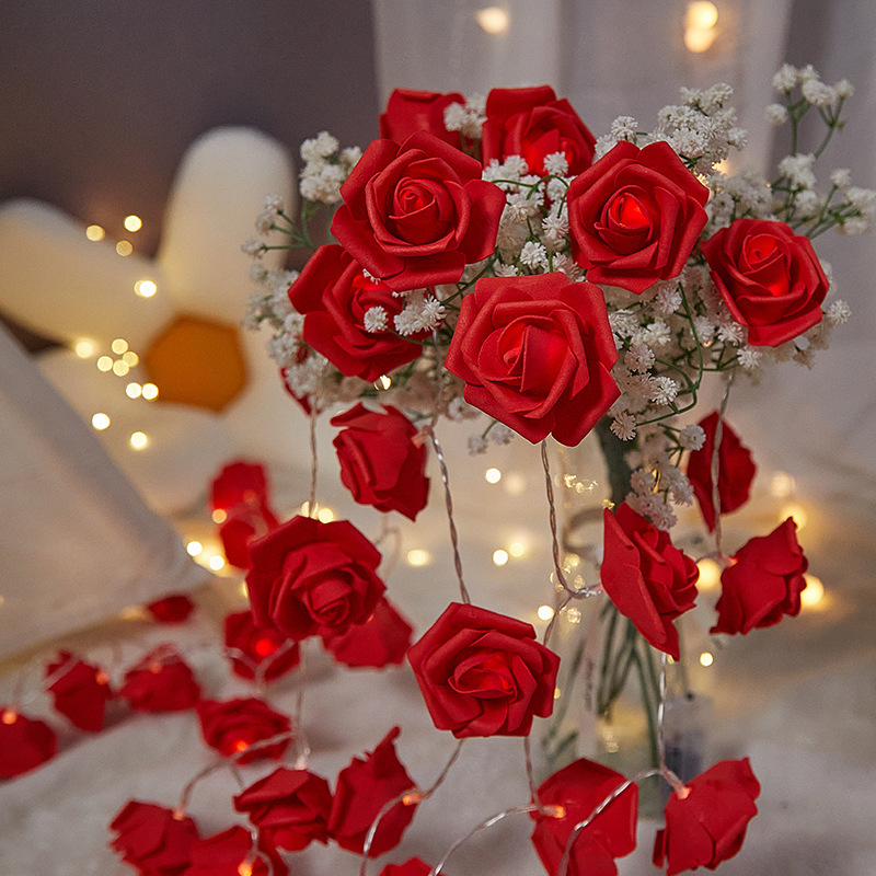 Miniature Lighted Roses 1M LED Rose Small Colored Lights Indoor Ambience Light Birthday Scene ...