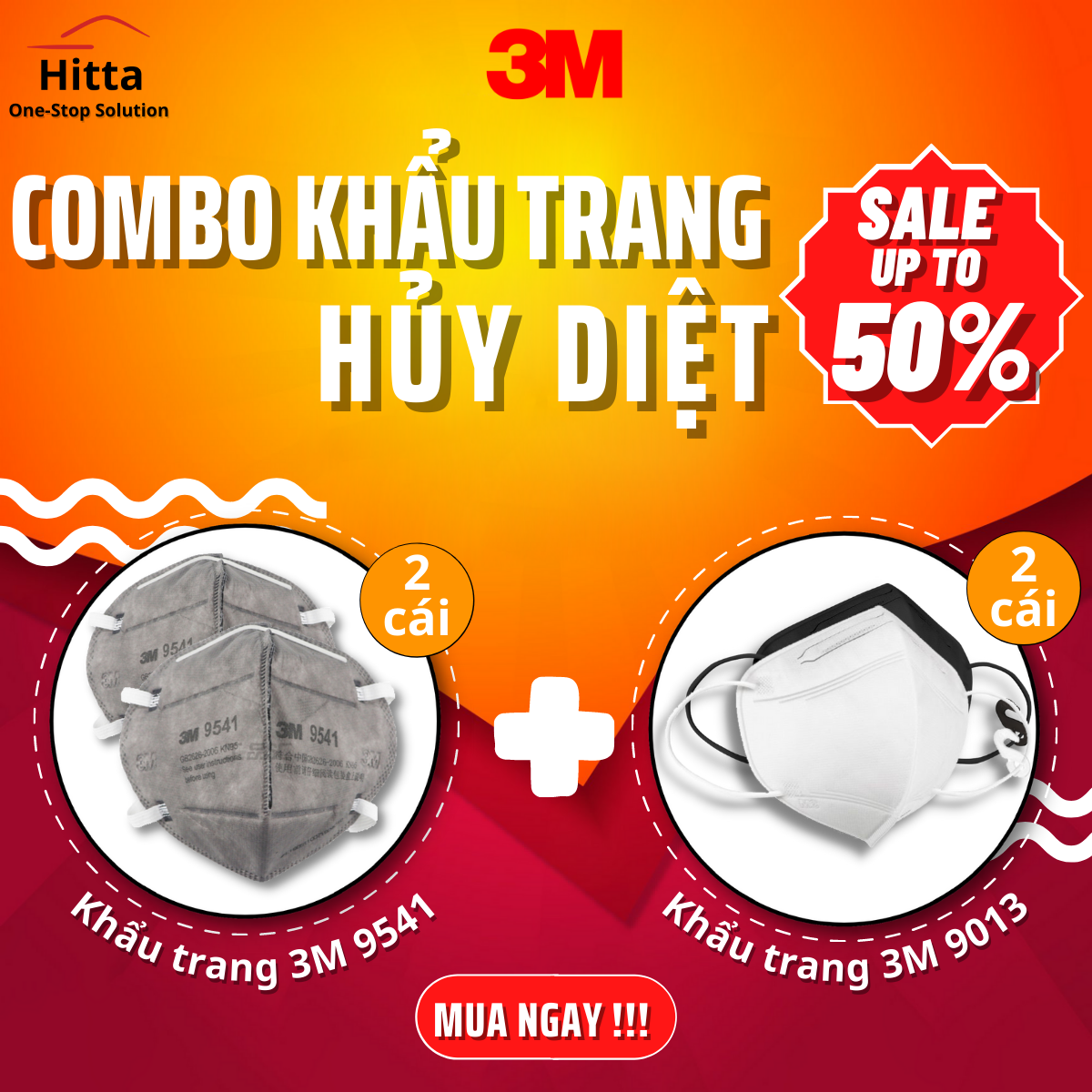 [Combo 4] Khẩu trang 3M 9541 (2 cái) + 3M 9013 (2 cái)