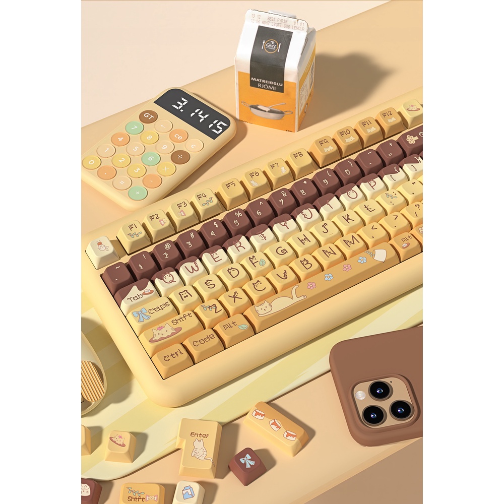 Pudding Theme Keycaps 138/158keys MDA Profile Five-sided Sublimation Cute Keyboard Caps Mechanical Keyboard Key Caps