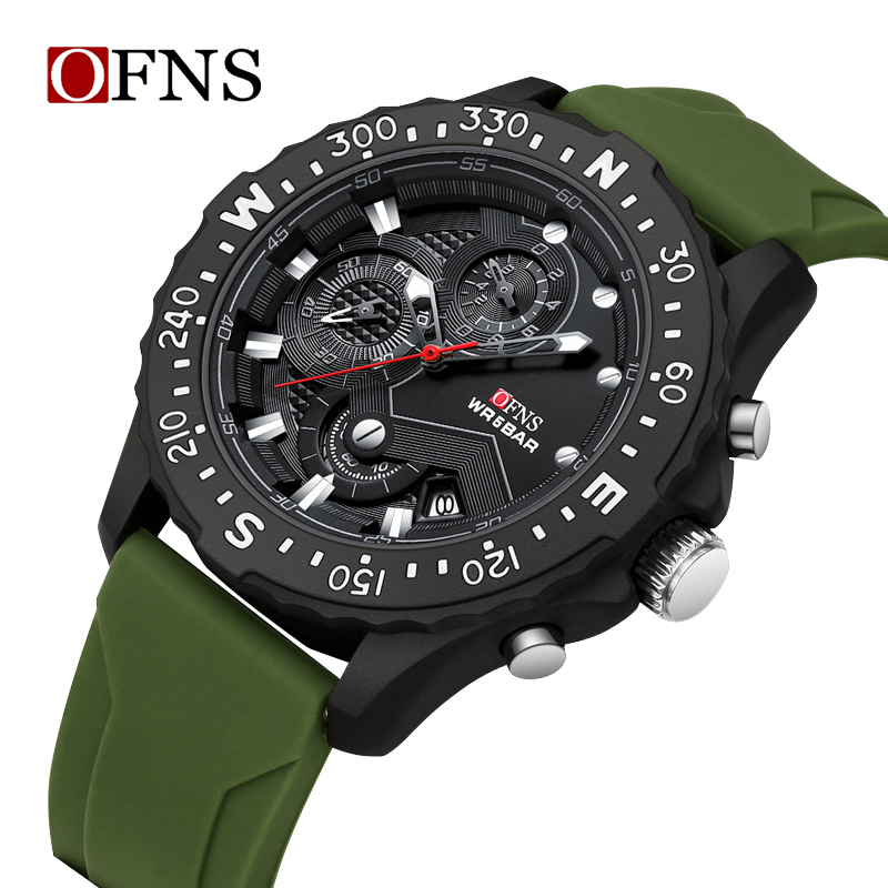 OFNS Waterproof Watch Brand Electronic Quartz Watch Fashionable Calendar Waterproof Men's Watch NS1302-2.