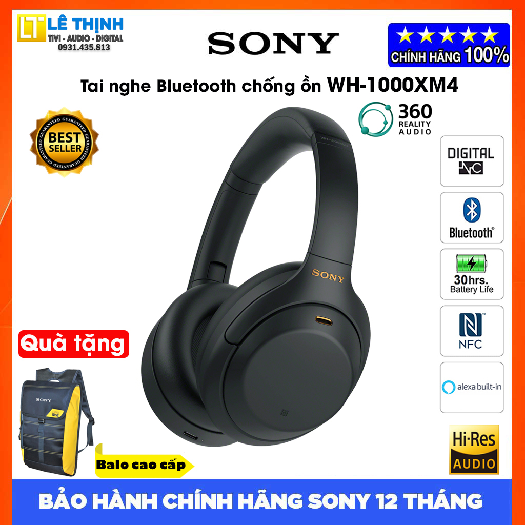 Tai nghe Bluetooth chống ồn Sony WH-1000XM4 - Hàng chính hãng - Bảo hành chính hãng 12 tháng toàn quốc