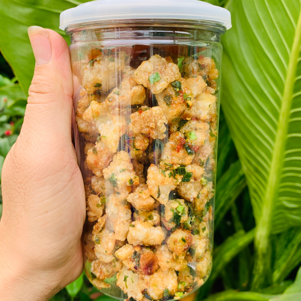 [ Lon 250gram ] Tóp Mỡ Sốt mắm Hành - Tốp Mỡ Liền Da