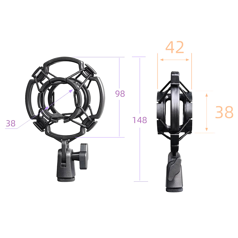 [Eqrbtl] Universal Professional Condenser Microphone Mic Shock Mount Holder Studio Recording Bracket For Large Diaphram Mic Clip Black