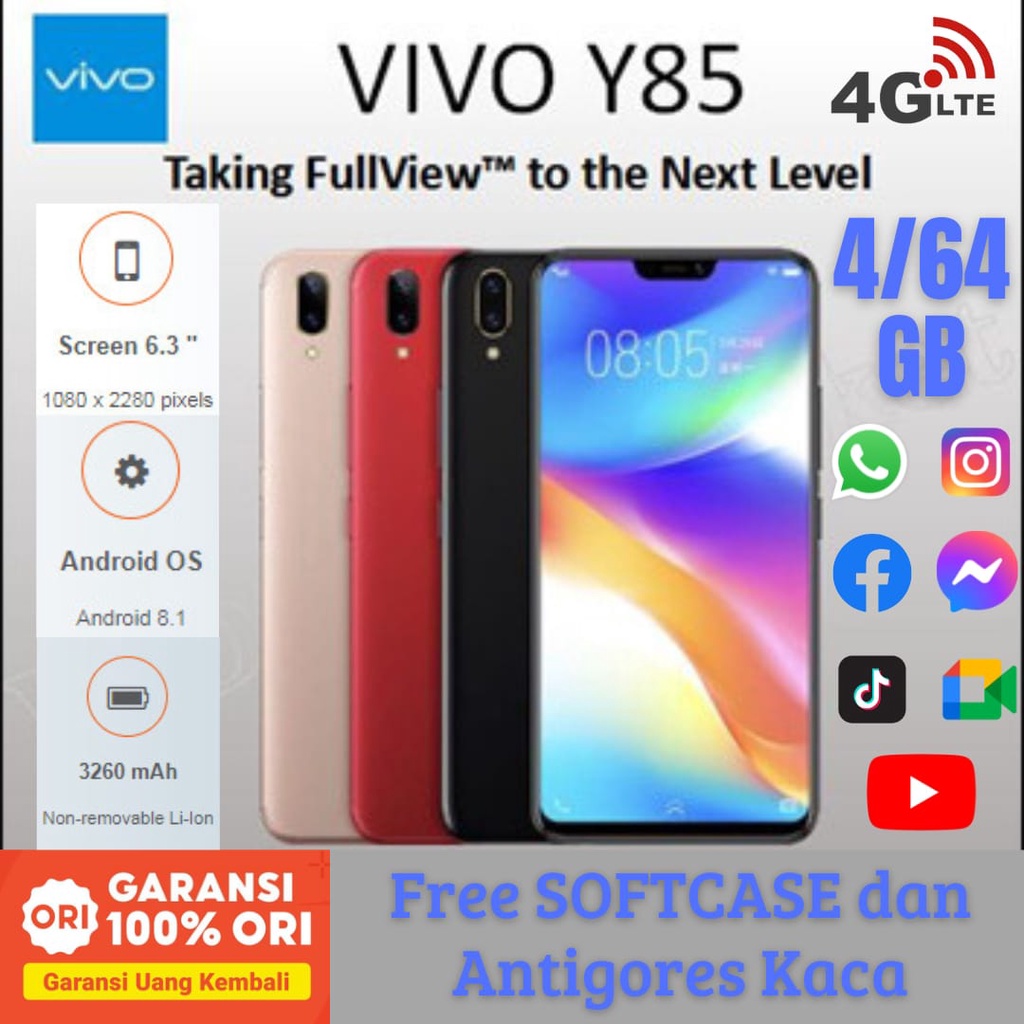 Combo Deal - Original ViVo Y85 with Box Charger Handsfree Back Jelly Cover Sim Eject Tool - Premium Quality - Dual Sim Approved - ViVo Y85a - 4GB RAM Mobile - Snapdragon Mobile - Vivo Mobile - Vivo Phone - 4gb Mobile Phone - Mobile Phone on Installment -