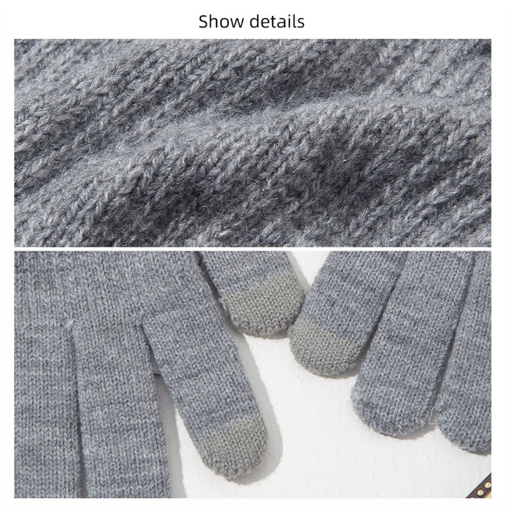 Thick Men Knitted Gloves Windproof Cold Proof Wool Mittens Daily Touch Screen Warm Gloves Autumn Winter.