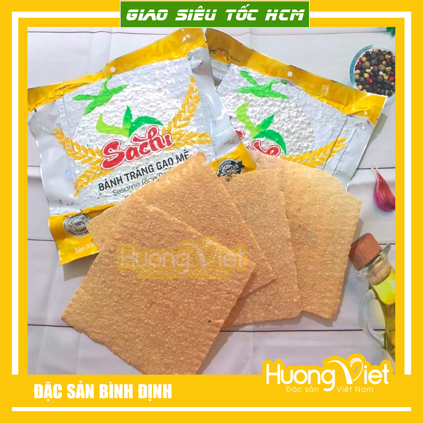 Đồ ăn vặt Sài Gòn Bánh tráng nướng SACHI giòn thơm không đường, không dầu