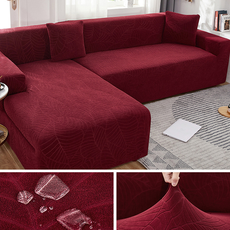 Water Resistant Sofa Slipcover Jacquard Leaf Pattern Sofa Covers for Living Room Thick Fabric Furniture Protector 1/2/3/4 Seats