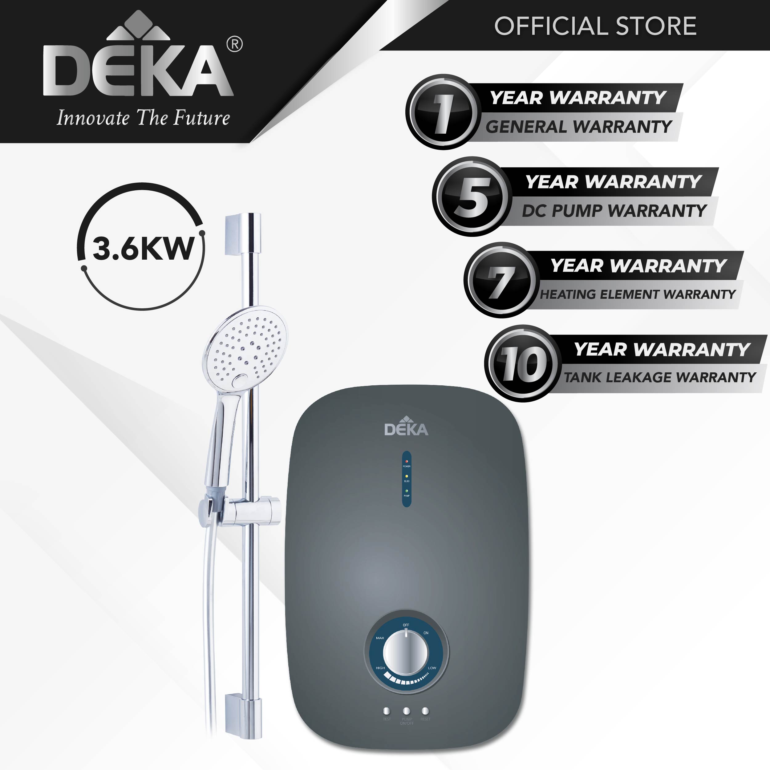 Deka E800 DG Inverter Silent Dc Pump Water Heater with Premium Multi  Massage Shower | Lazada