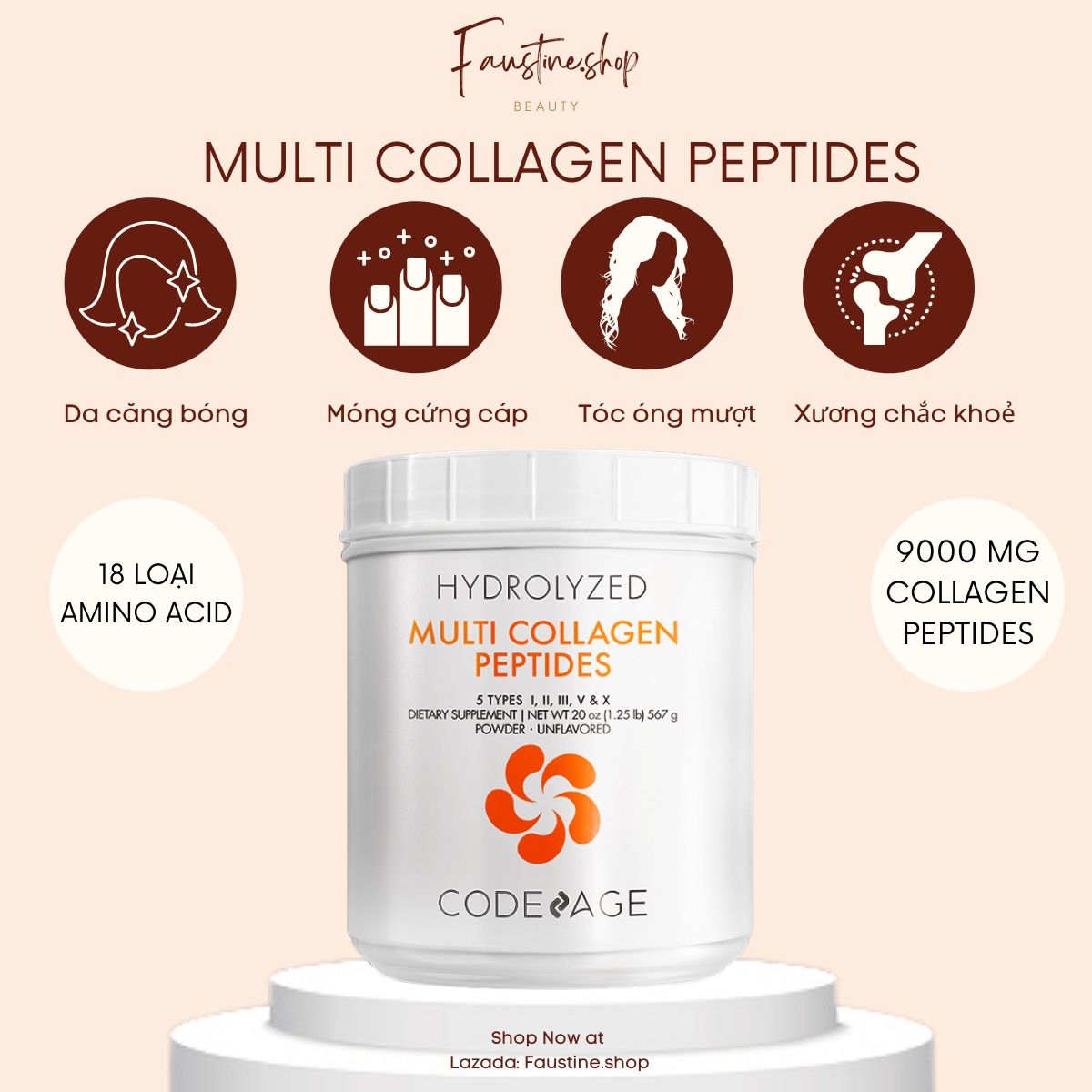 [CHÍNH HÃNG] Multi Collagen PEPTIDES giúp trẻ hóa làn da của Codeage