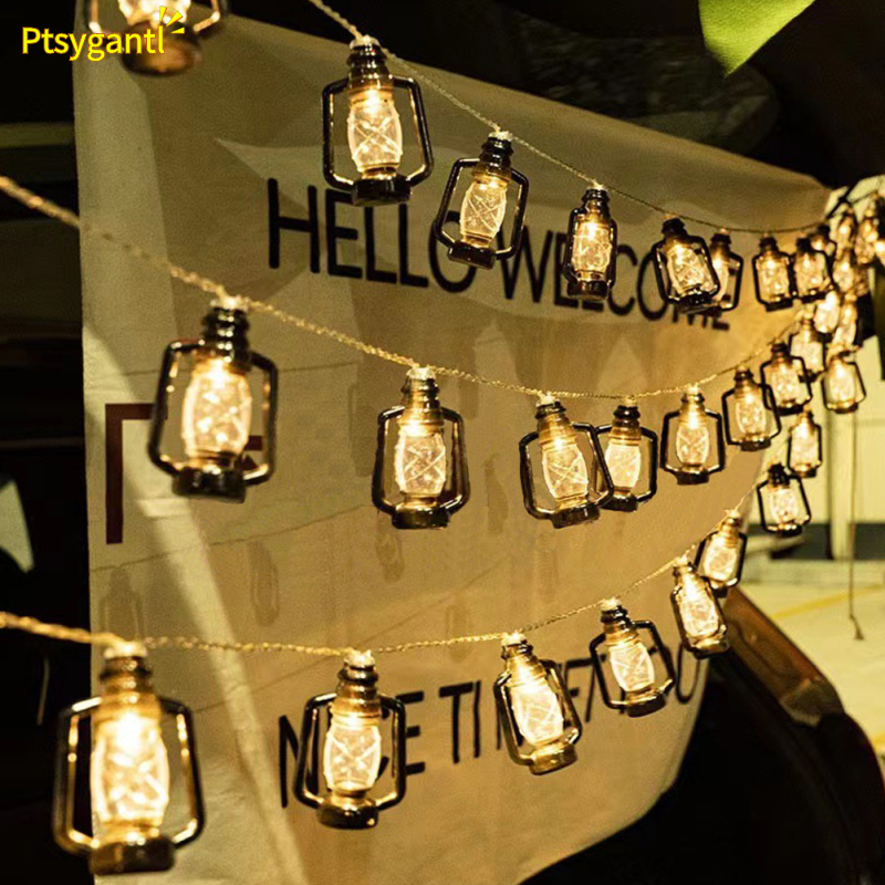 Ptsygantl LED String Light Retro Kerosene Lamp With Battery Box For Patio Garden Home Christmas Wedding Party Indoor Outdoor Decoration