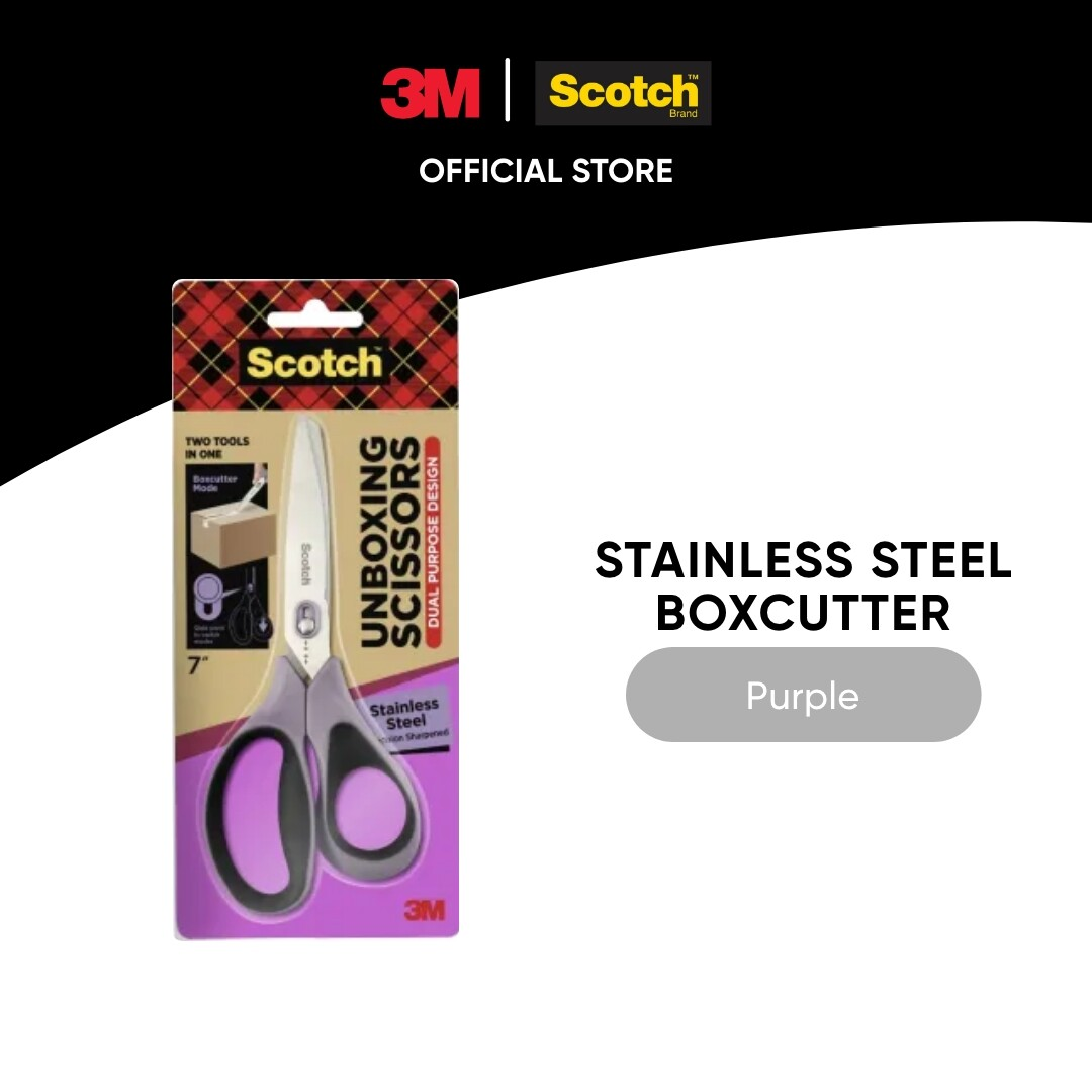 3M 1487 Scotch Stainless Steel Unboxing Scissors Purple 7in