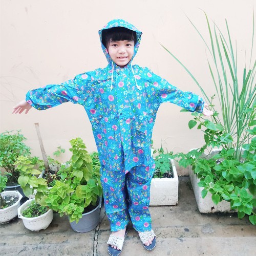 Áo mưa bộ trẻ em họa tiết hoạt hình dễ thương cho bé từ 3-10 tuổi, bộ áo mưa trẻ em cute chống thấm