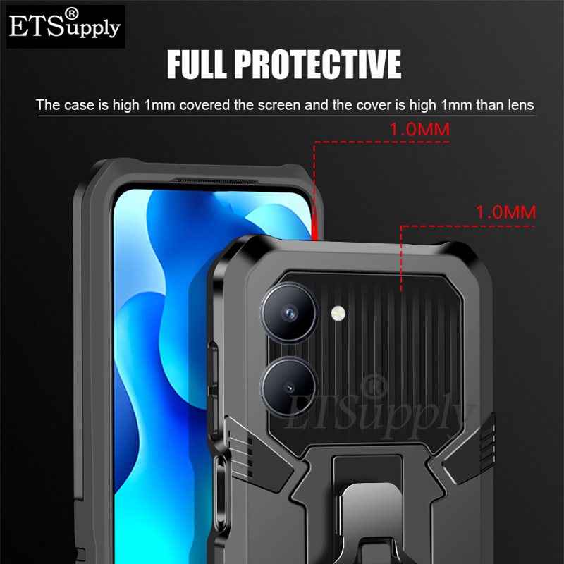 Phone case Vivo Y28S Y03 Y18 Shockproof Armor Stand Holder with Metal Clip Mountaineering Back cover Vivo Y03 Y18 Y28S case.