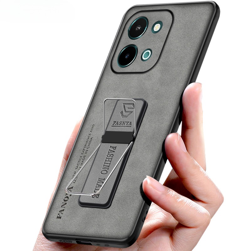 For VIVO Y28 Y28S Phone Case Fluff Luxury Sheepskin Silicone Soft TPU Anti-knock Kickstand for Vivo Y28S Y28 Cover casing HP