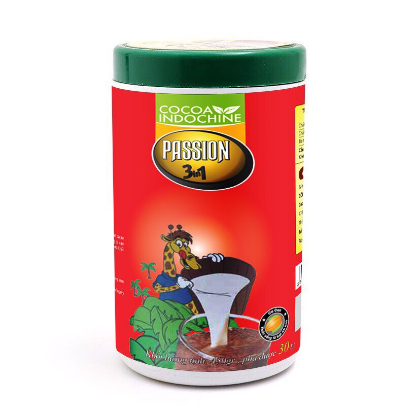 HCMBột Cacao sữa hoà tan Passion 3 in 1 - Cocoa Indochine Hủ đỏ 450g