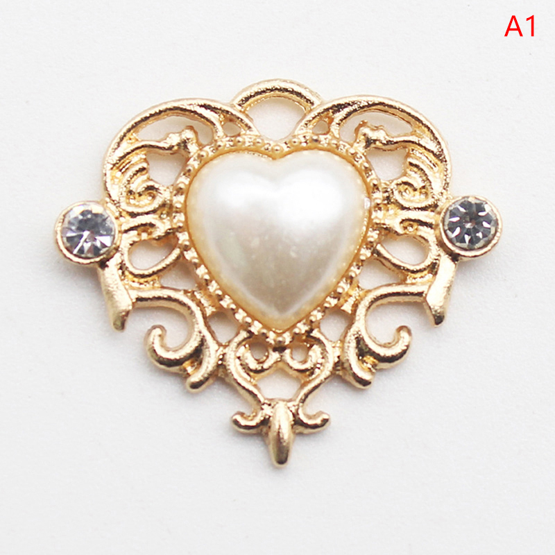 5Pcs NEW 21*25mm Heart Flat Alloy Rhinestone Buttons For Clothing ...