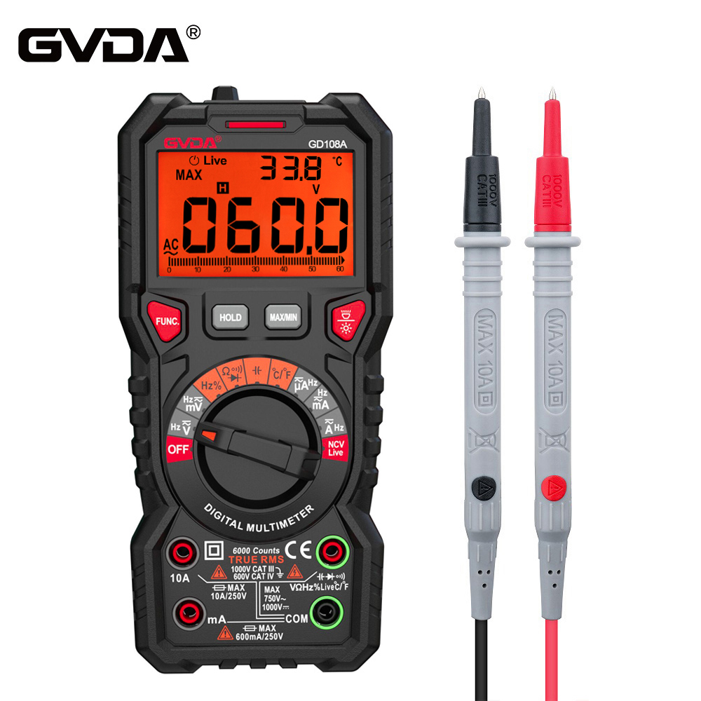 Digital Multimeter True RMS AC DC Capacitance Tester Ohm Hz Meter NCV Voltage Temperature Tester Smart Universal Multimetro.
