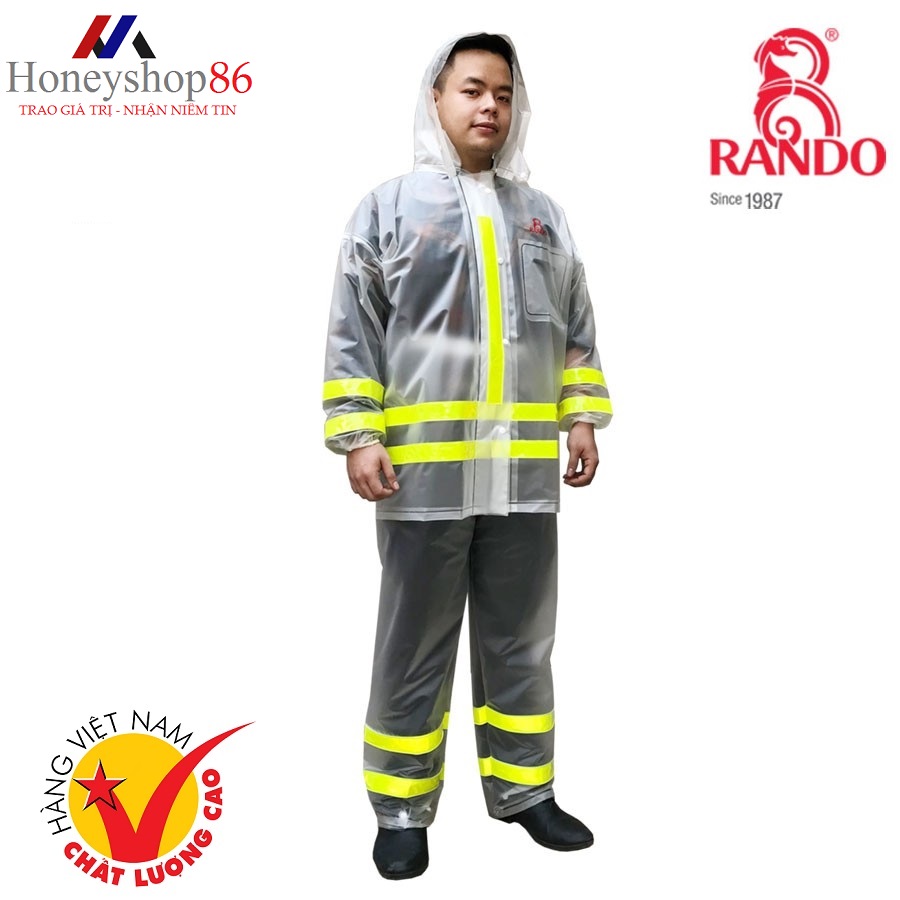 [MUA NHIỀU] Bộ Quần Aó mưa trong suốt phản quang RanDo ASPC-02.An toàn hơn cho bạn và người thân HONEYSHOP86